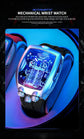 PINDU Men Automatic Watch 42mm Luxury Tonneau Mechanical Wristwatch Fashion Luminous 50M Waterproof Skeleton NH05 Inspirational Watches