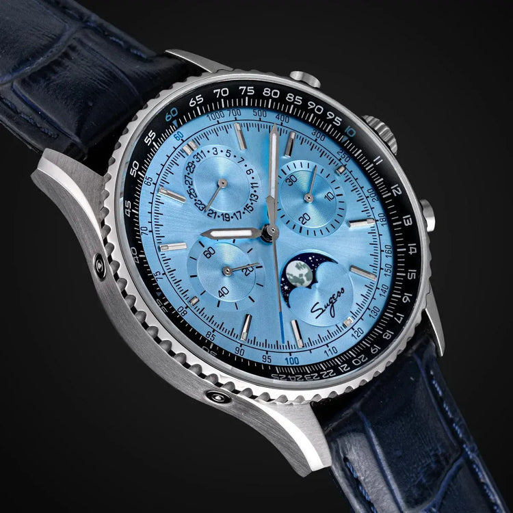 Moon phase Pilot Chronograph Mechanical Tianjin ST1908 Movement Inspirational Watches