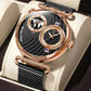 POEDAGAR Fashion Man Clock Dual Time Zone Display Waterproof Date Men Watch Sports Mesh Stainless Steel Men&