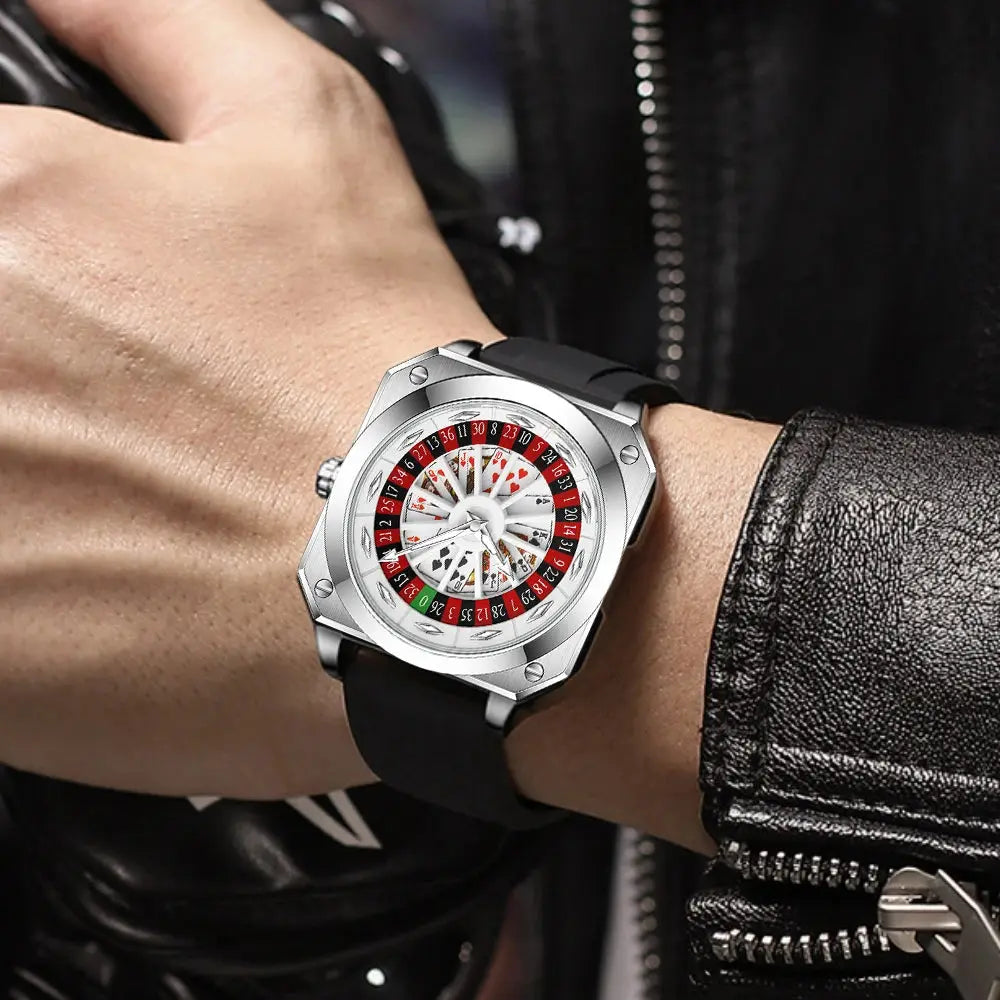 Roulette Sports Style Fashion Night Light Square Watch Inspirational Watches