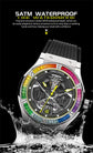 PINDU Watches High Quality Luxury Color Diamond Mechanical Watch For Men Waterproof Stainless Steel Silicone Strap Fashion Watch Inspirational Watches