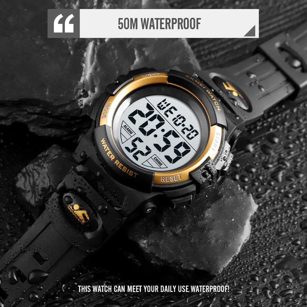LED light Display Digital Alarm Clock 5Bar Waterproof Kids Sports Watch Inspirational Watches