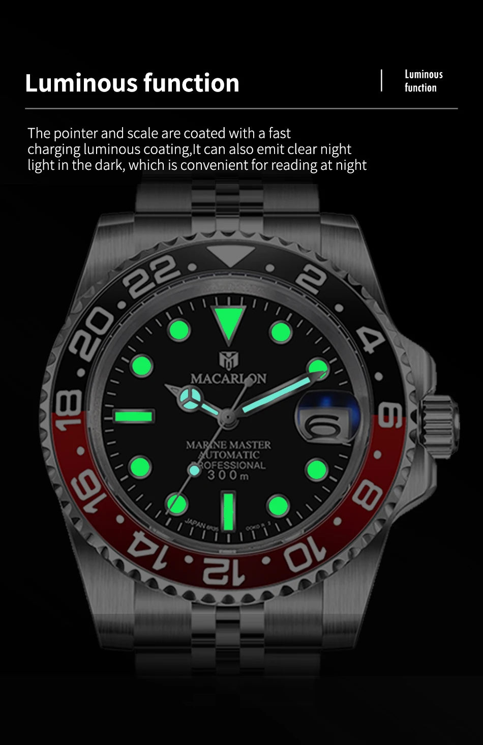 MACARLON Design 2026 New NH35 Mechanical Watch Men 41mm Sapphire Glass Luminous Stainless Steel 300M Waterproof Automatic Watch Inspirational Watches