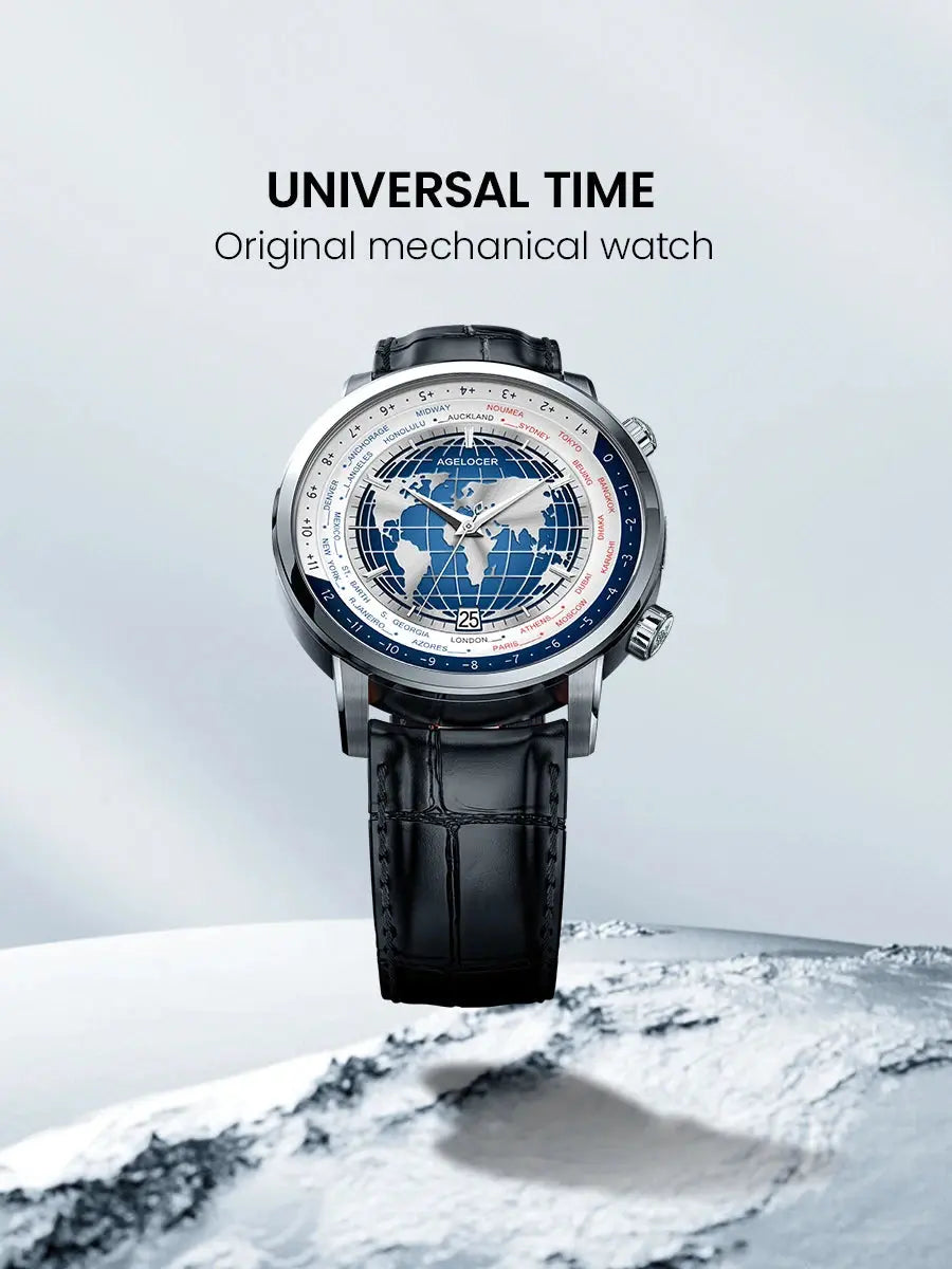 World Time Luxury Business Formal Automatic Mechanical Inspirational Watches
