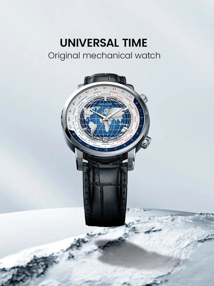 World Time Luxury Business Formal Automatic Mechanical Inspirational Watches