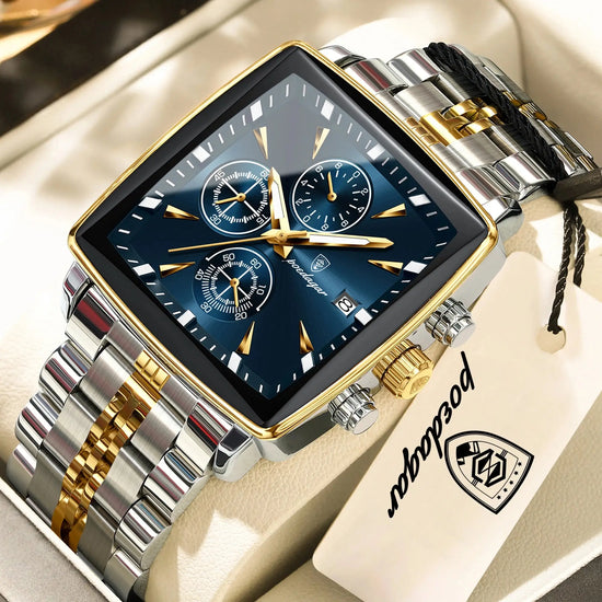 POEDAGAR Business Quartz Man Wristwatch Stainless Steel Waterproof Luminous Men Clock Chronograph Date Sport Men&