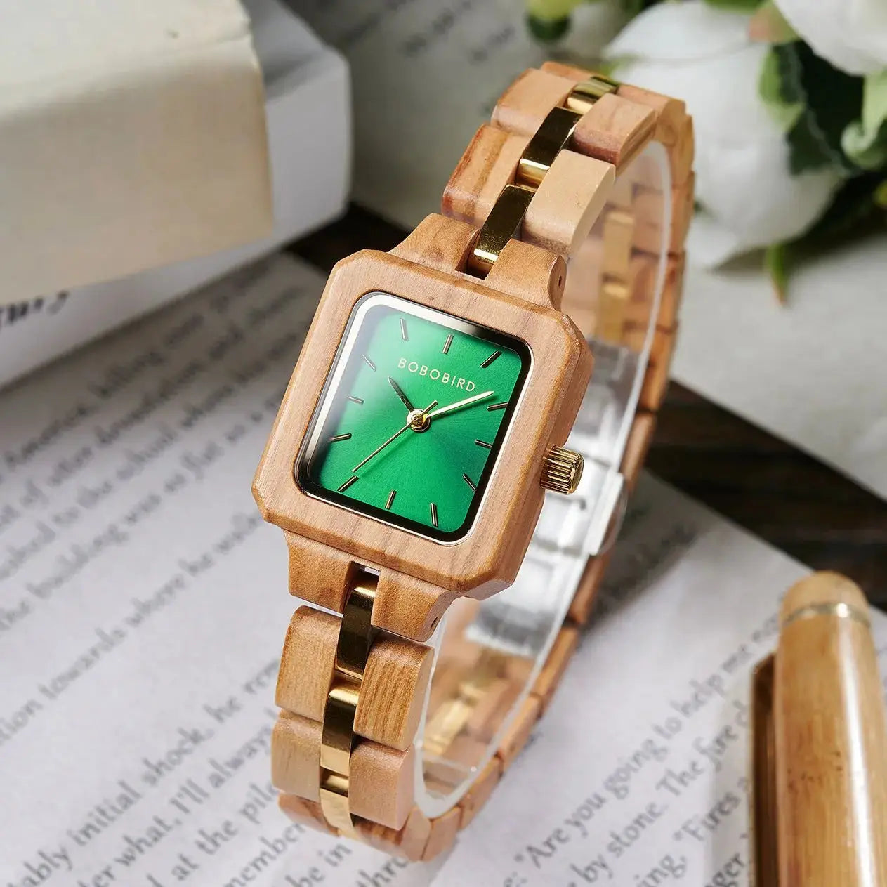 Wood fashion women watch