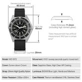 Dives Watch Quartz Movement Sapphire Crystal Inspirational Watches
