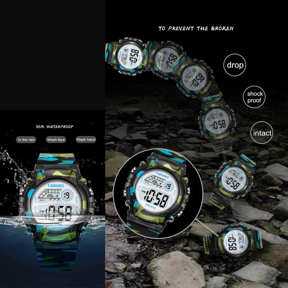 Waterproof Luminous Sport LED Digital Watches for Kids Inspirational Watches