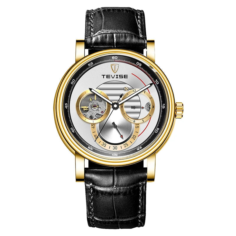 Automatic Mechanical Skeleton Watch Leather Strap Inspirational Watches