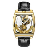Transparent Automatic Mechanical Watch Men Steampunk Skeleton Luxury Gear Self Winding Leather Mens Clock Watches Montre Homme Inspirational Watches