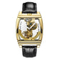 Transparent Automatic Mechanical Watch Men Steampunk Bridge Skeleton Luxury Gear Self Winding Inspirational Watches