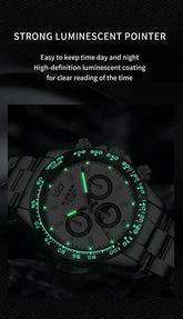 Automatic Watch with Ceramic Bezel Three Eyes Six Hands Waterproof Luminous - Inspirational Watches