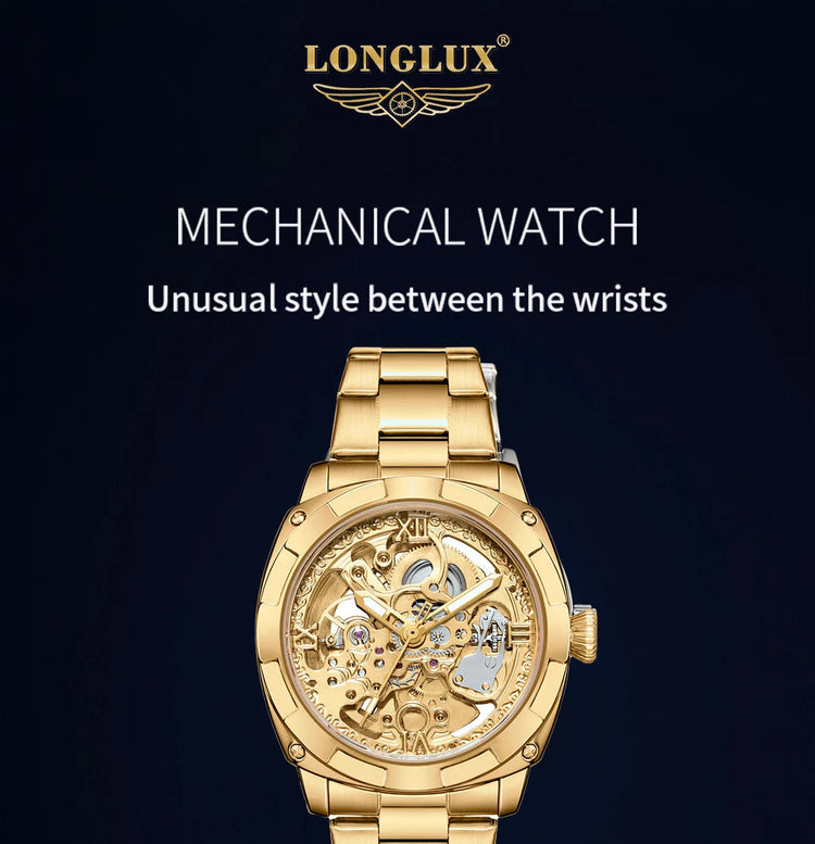 Men automatic watch luxury mechanical watches waterproof skeleton  wholesale stainless steel gift watch Inspirational Watches
