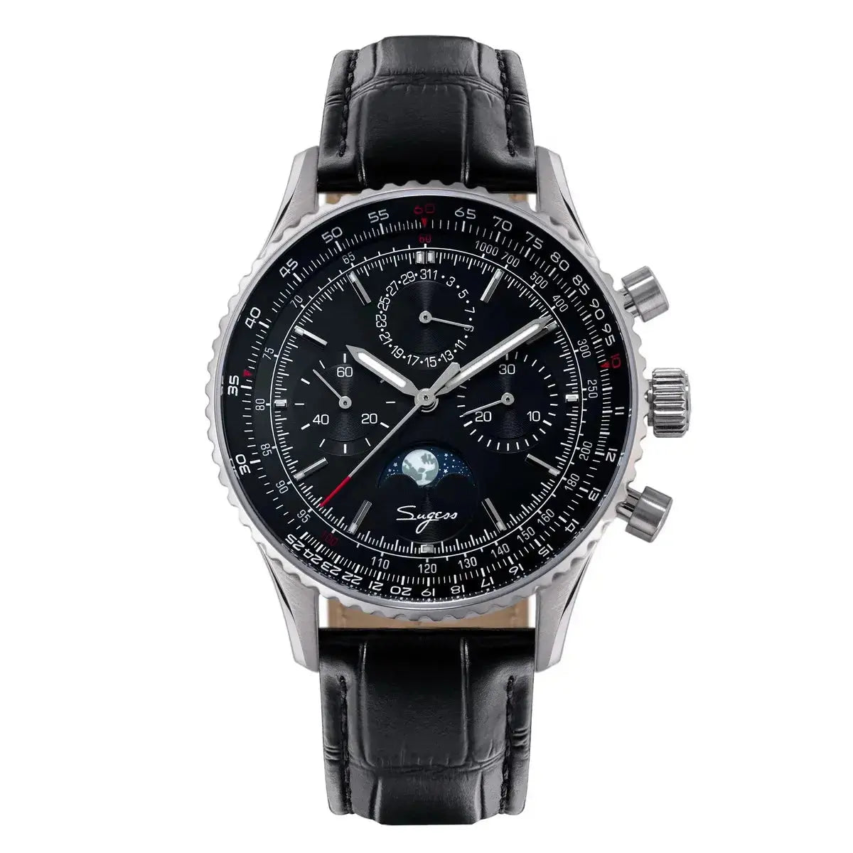 Moon phase Pilot Chronograph Mechanical Tianjin ST1908 Movement Inspirational Watches