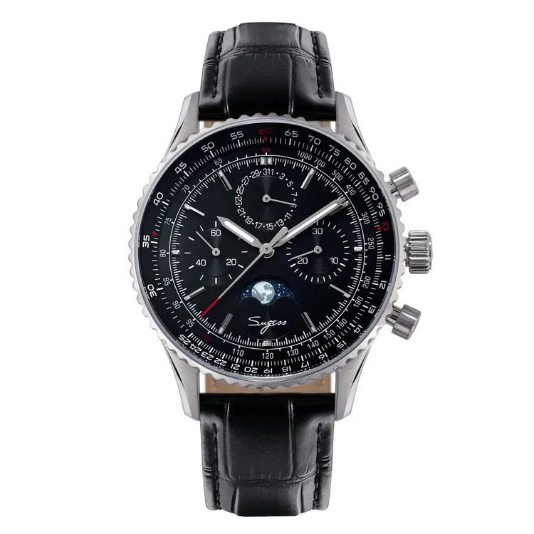 Moon phase Pilot Chronograph Mechanical Tianjin ST1908 Movement Inspirational Watches