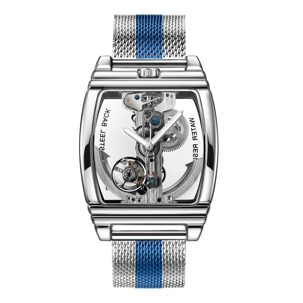 SHENHUA Mens Watches Top Brand Luxury Automatic Mechanical Transparent Skeleton Bridge Watch Leather Belt Wristwatch Male Clock Inspirational Watches