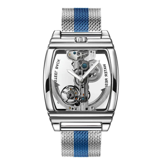 Top Brand Luxury Automatic Mechanical Transparent Skeleton Bridge Watch Leather Belt Inspirational Watches