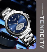 Dual Display Multi functional Night Light Waterproof Business Sports Watch Inspirational Watches