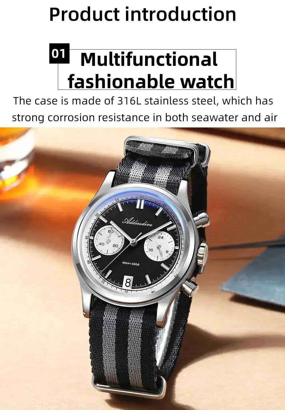Multifunction Chronograph Luxury Watch For Men 100M Waterproof Inspirational Watches