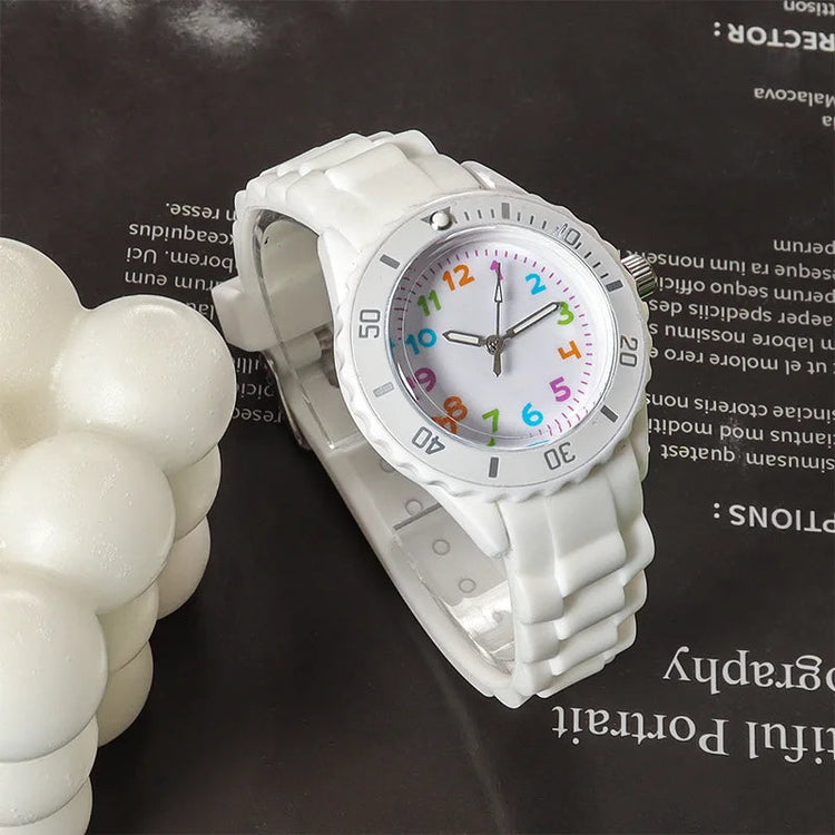 Analog Kids Watch Silicone Band Colorful Number Inspirational Watches