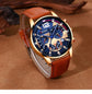 2PCS Set Fashion Calendar Watches Male Business Casual Brown Leather - Inspirational Watches