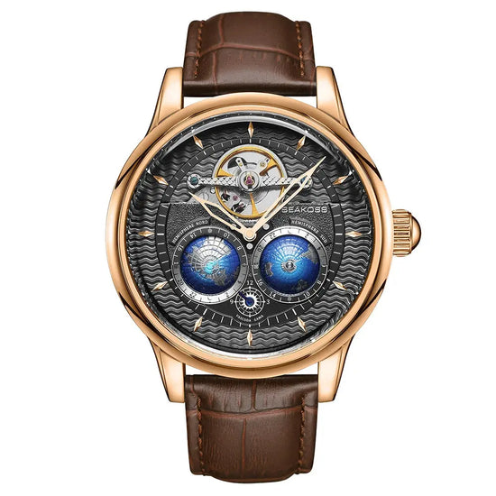 Dual Earth Rotating Waterproof Pilots 1963 Flywheel Wristwatches Inspirational Watches
