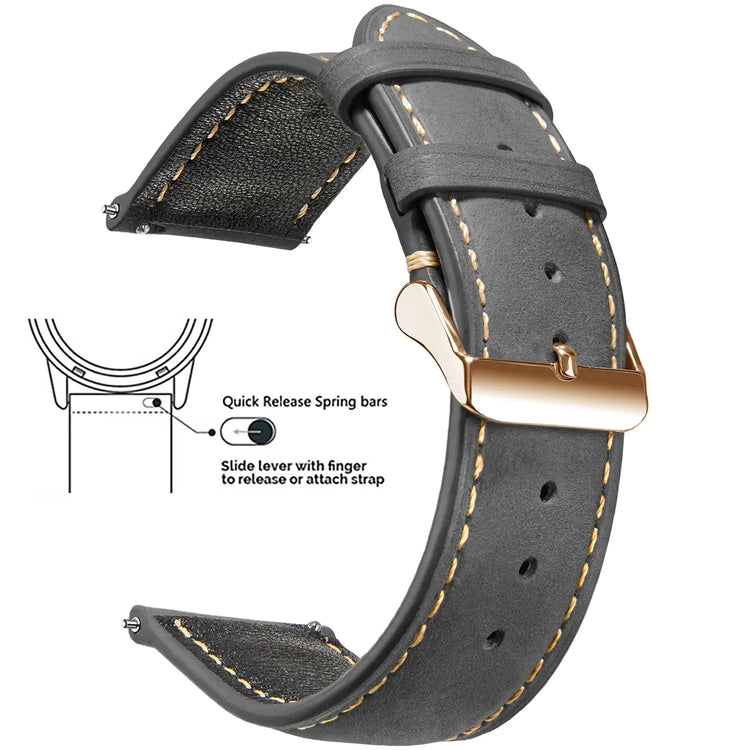 Vintage Quick-Release Genuine Leather Watch Strap