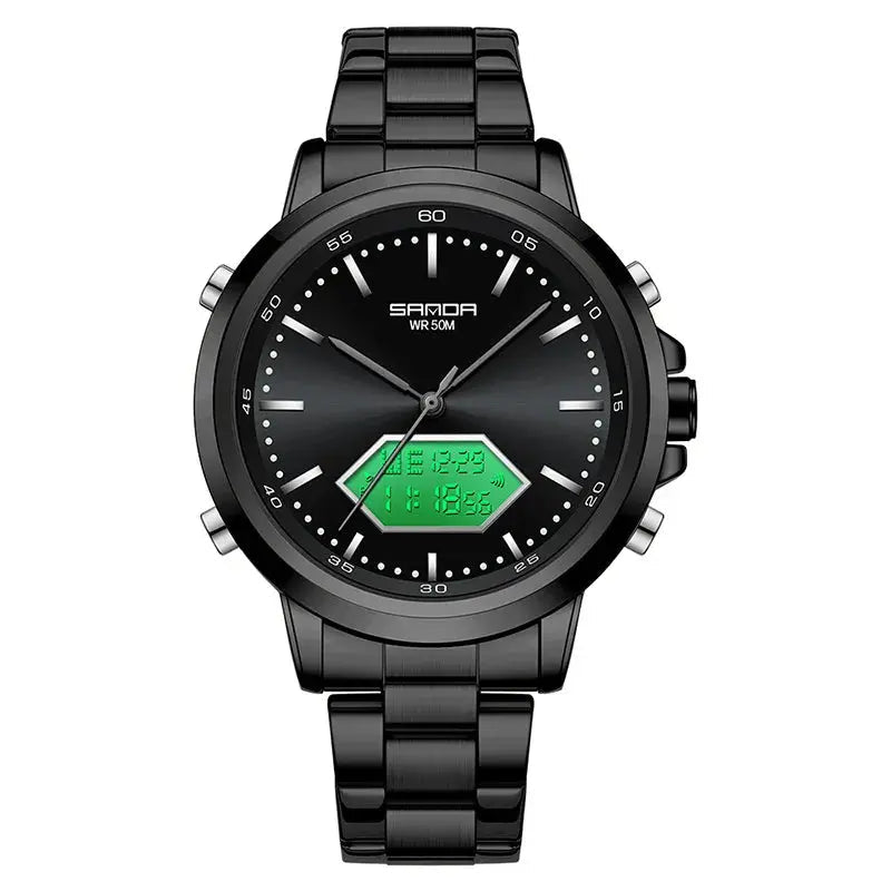 Dual Display Multi functional Night Light Waterproof Business Sports Watch Inspirational Watches