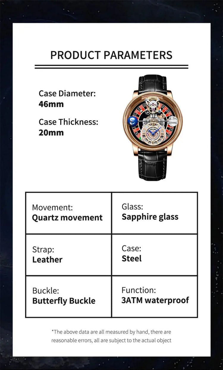 Relogio PINDU Fixed Roulette Watch Latest Design Quartz Watch Men Waterproof Leather Man Wristwatch Upgraded Version Inspirational Watches