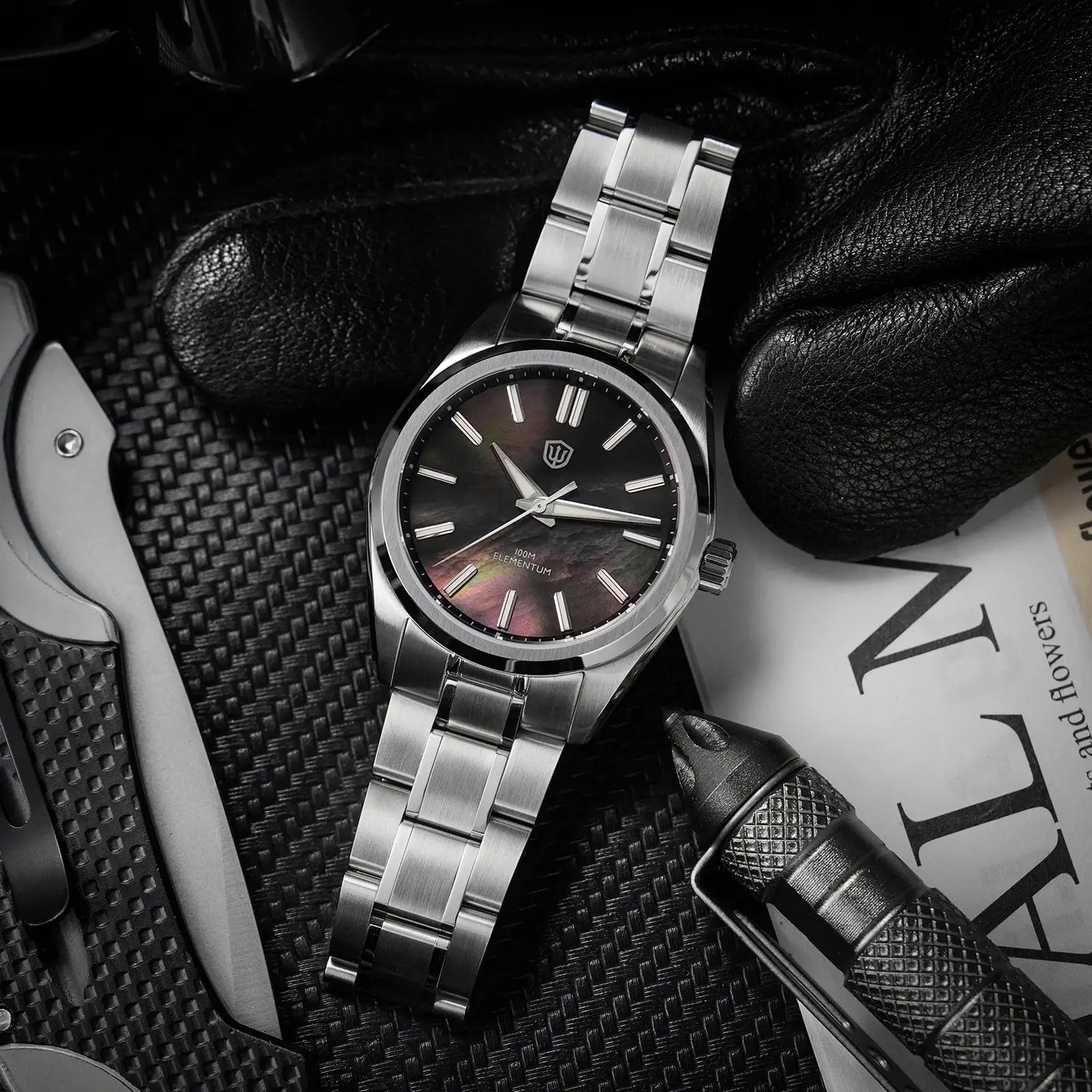 Watchdives WD0003C Quartz Watch VH31 Sweep Seconds Movement 38mm ice Crack Dial Sapphire Luminous 100m Waterproof Men Wristwatch Inspirational Watches