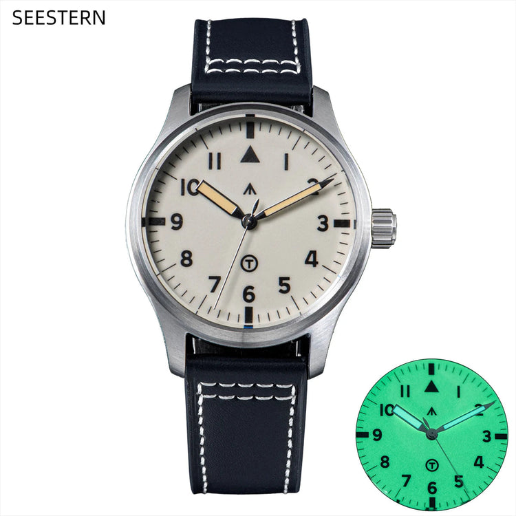 SEESTERN Watch Automatic Mechanical Wristwatches NH35 Movement Military Full Luminous Sapphire Crystal Waterproof Army Air Force Inspirational Watches