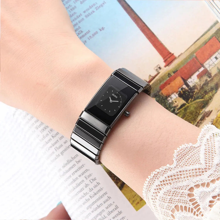 Black Ceramic Square Ladies Watch Inspirational Watches