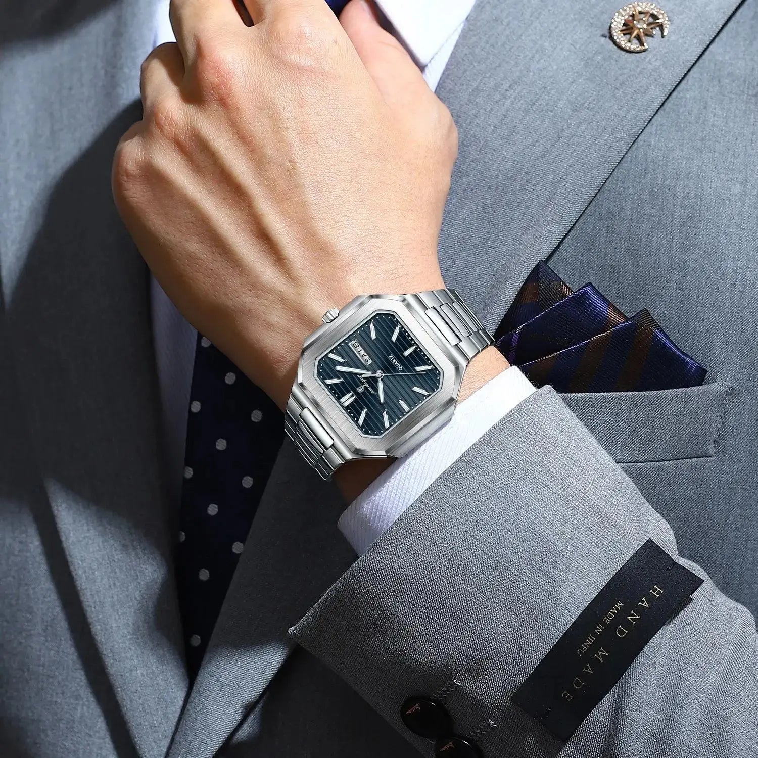 Square Fashion Man Waterproof Luminous Wristwatch Inspirational Watches