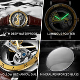 Mechanical Wristwatches Watches for Man Watches Golden Bridge Skeleton Automatic Mechanical Mens Watch reloj hombre montre homme Inspirational Watches