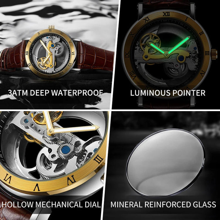 Mechanical Wristwatches Watches for Man Watches Golden Bridge Skeleton Automatic Mechanical Mens Watch reloj hombre montre homme Inspirational Watches