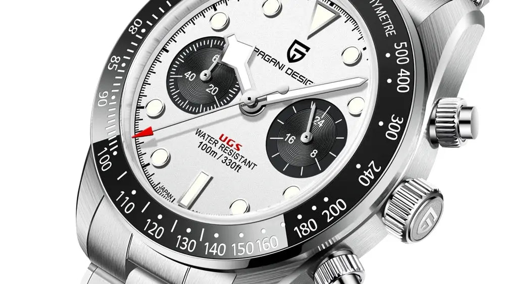 Panda Retro Sport Chronograph Luxury Quartz Watch For Men Sapphire mirror 10Bar Waterproof - Inspirational Watches