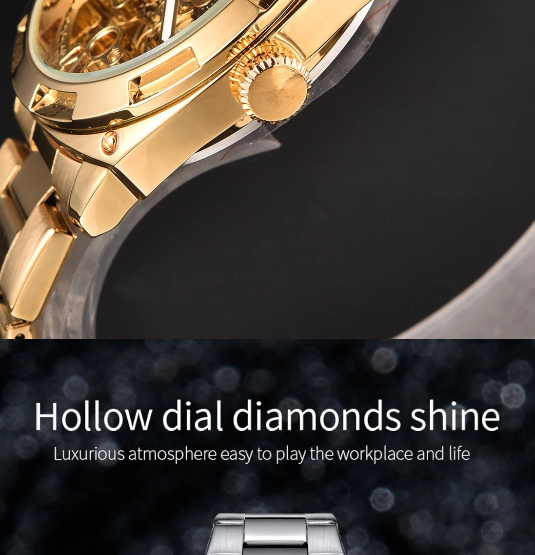 Men automatic watch luxury mechanical watches waterproof skeleton  wholesale stainless steel gift watch Inspirational Watches