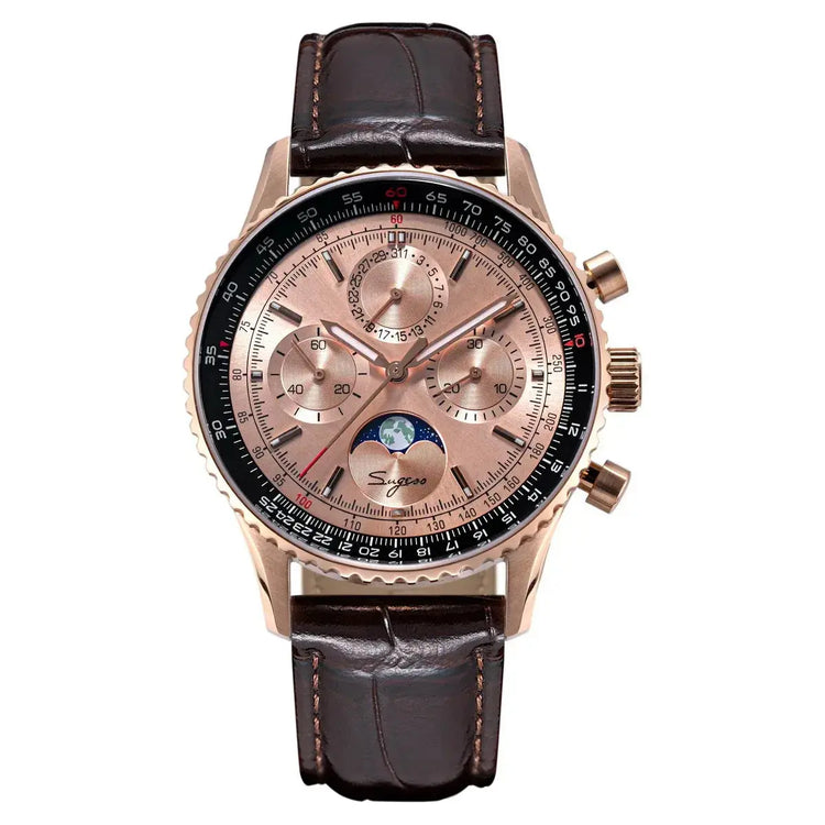 Moon phase Pilot Chronograph Mechanical Tianjin ST1908 Movement Inspirational Watches