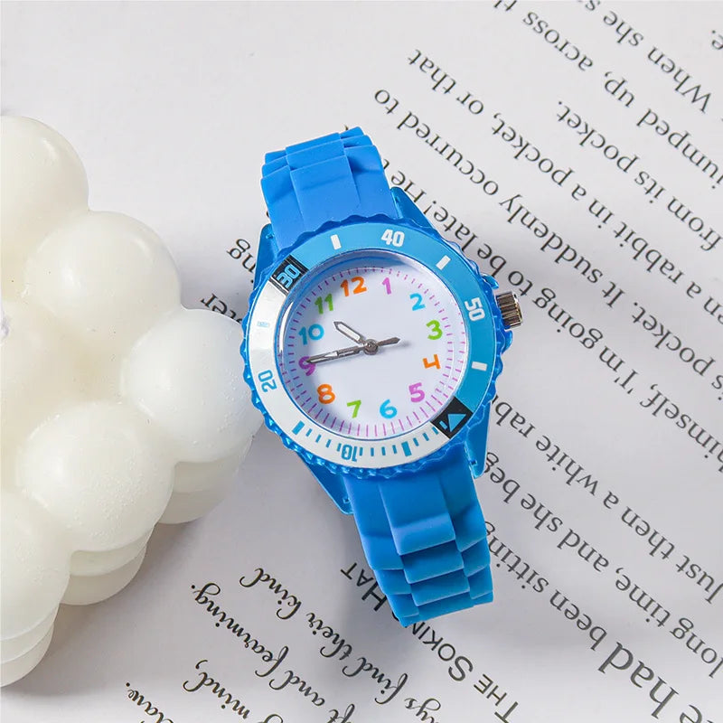 Analog Kids Watch Silicone Band Colorful Number Inspirational Watches
