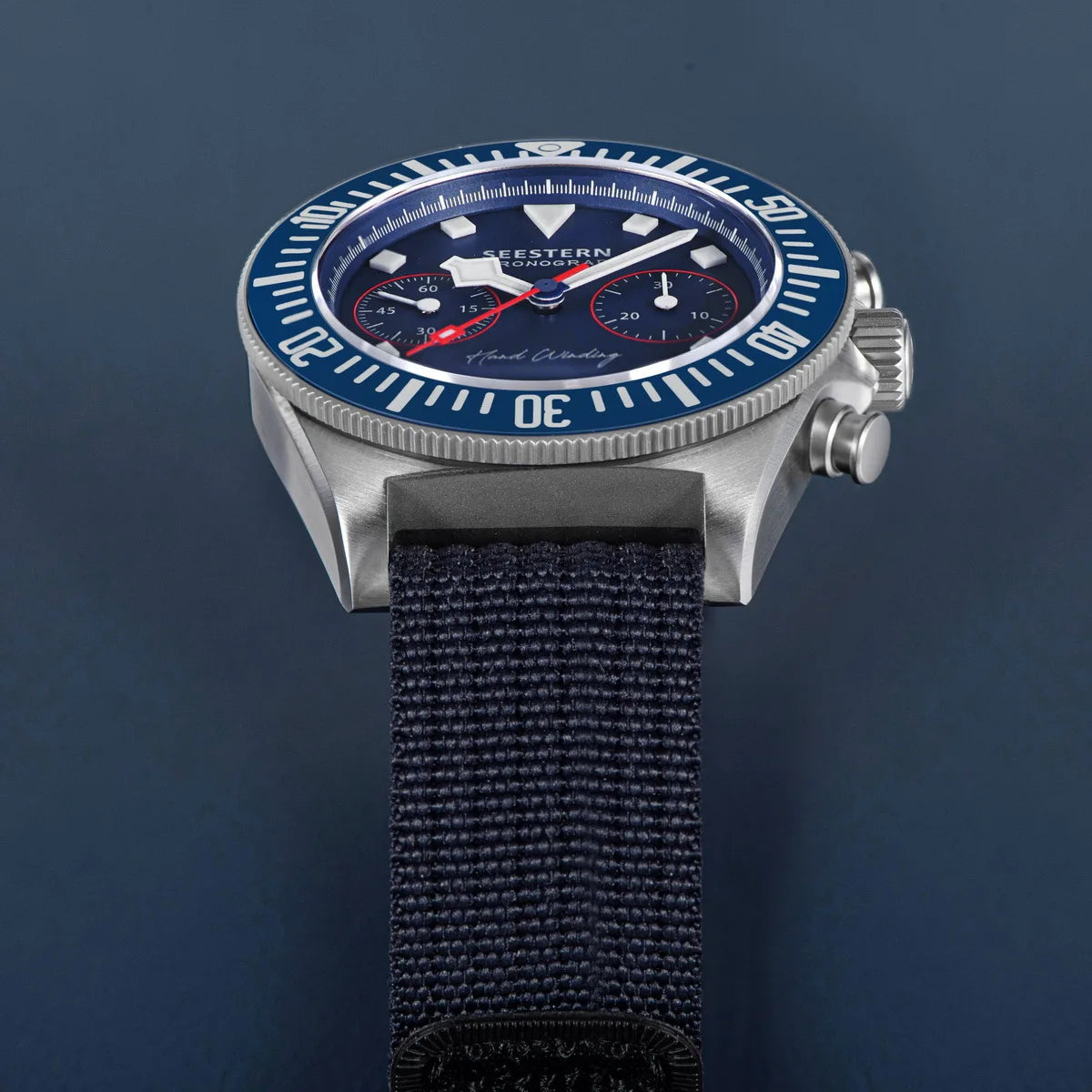 SEESTERN Chronograph Man of Watch Mechanical Tianjin ST1901 Movement Sapphire Wristwatches Nylon Sticker Strap Luminous Skeleton Inspirational Watches