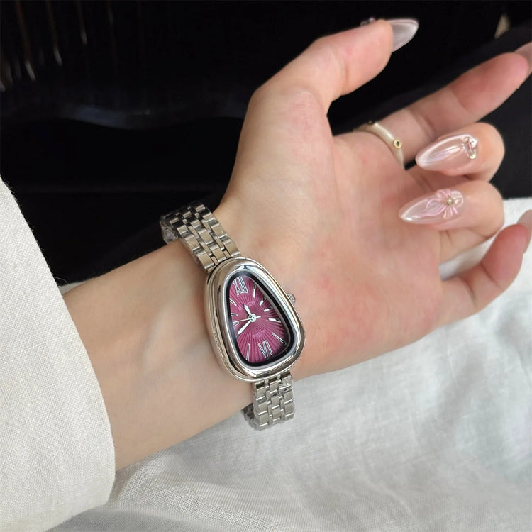 Brand Snake Head Dial Women Watch Luxury Ladies Quartz Watches Droplet Shaped Roman Numeral Steel Strap Wristwatches Gift Clock Inspirational Watches