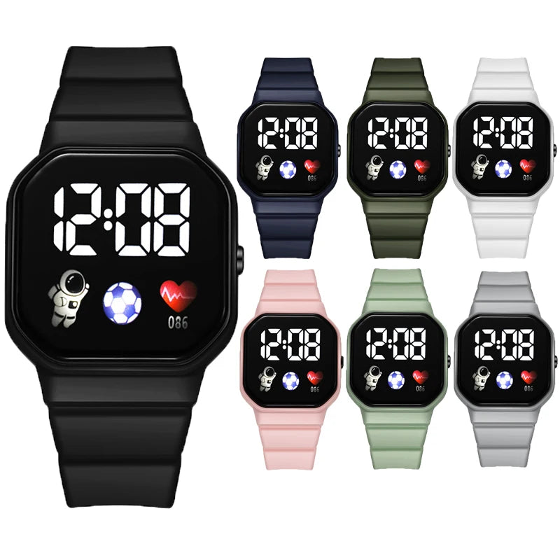 Waterproof LED Digital Kids Sport Watch Silicone Strap Inspirational Watches