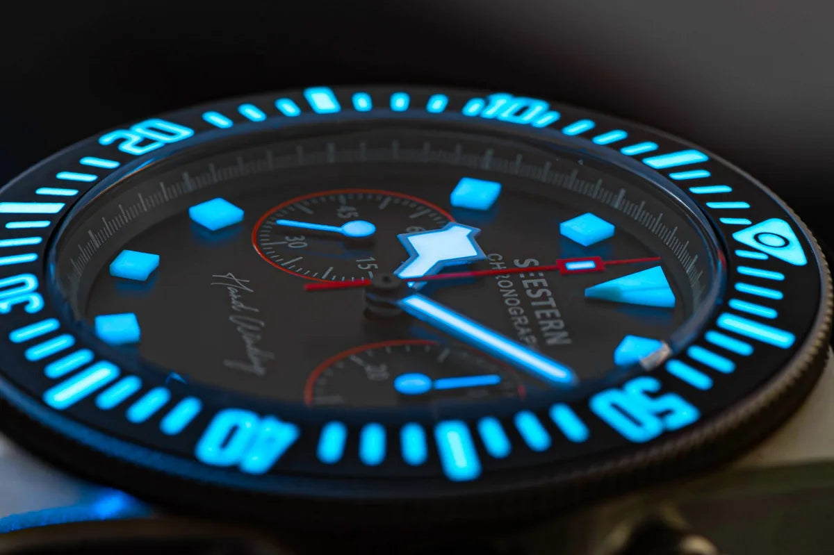 SEESTERN Chronograph Man of Watch Mechanical Tianjin ST1901 Movement Sapphire Wristwatches Nylon Sticker Strap Luminous Skeleton Inspirational Watches