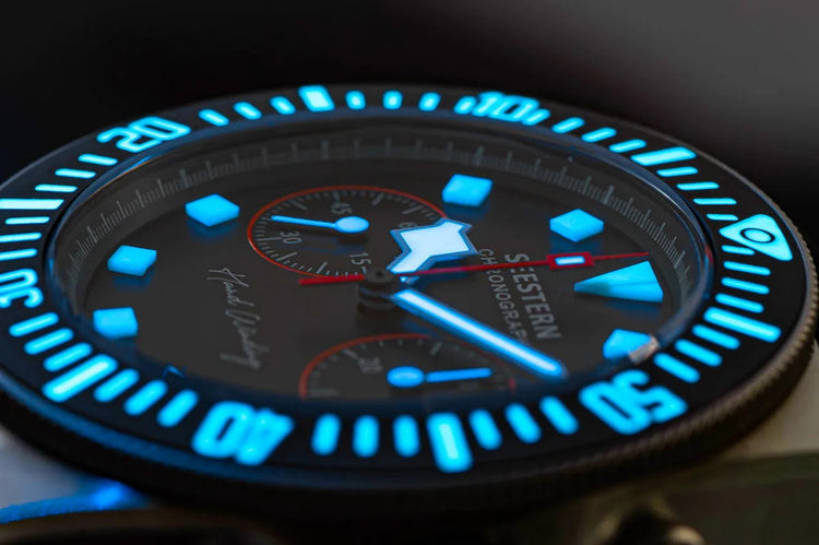 SEESTERN Chronograph Man of Watch Mechanical Tianjin ST1901 Movement Sapphire Wristwatches Nylon Sticker Strap Luminous Skeleton Inspirational Watches