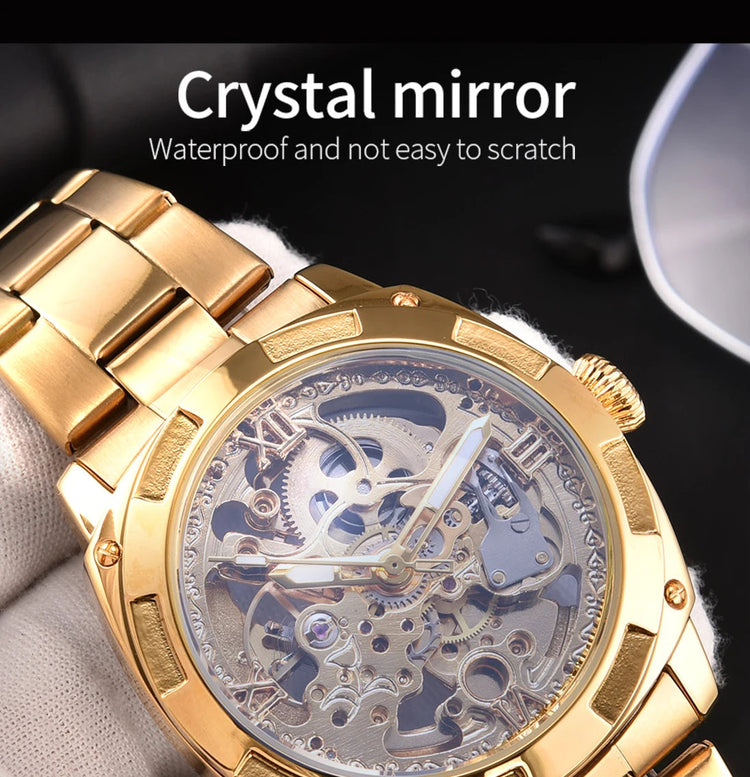 Men automatic watch luxury mechanical watches waterproof skeleton  wholesale stainless steel gift watch Inspirational Watches