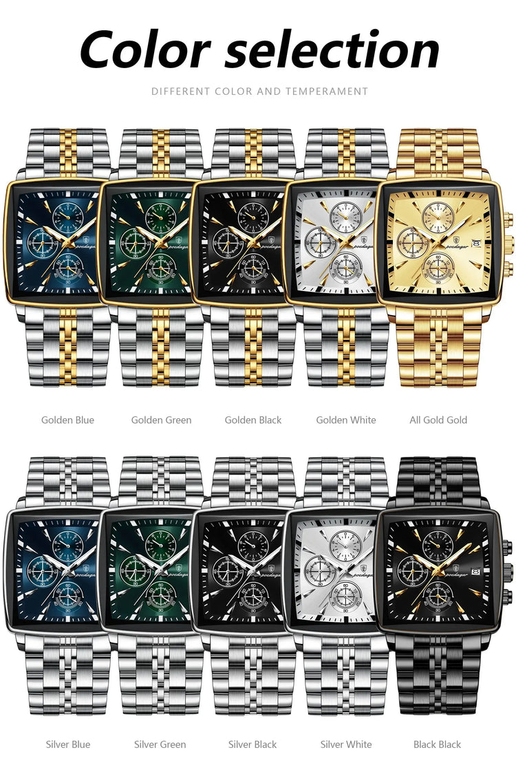 POEDAGAR Business Quartz Man Wristwatch Stainless Steel Waterproof Luminous Men Clock Chronograph Date Sport Men&
