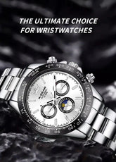 Automatic Watch with Ceramic Bezel Three Eyes Six Hands Waterproof Luminous - Inspirational Watches