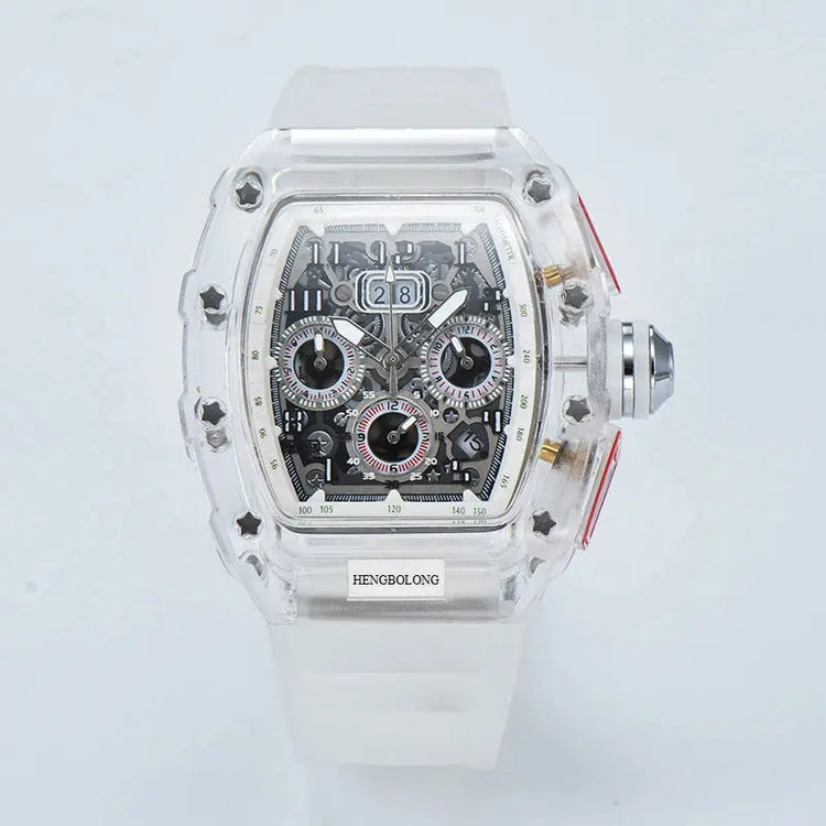 six-pin multi-functional running second engraving hollow quartz watch - Inspirational Watches