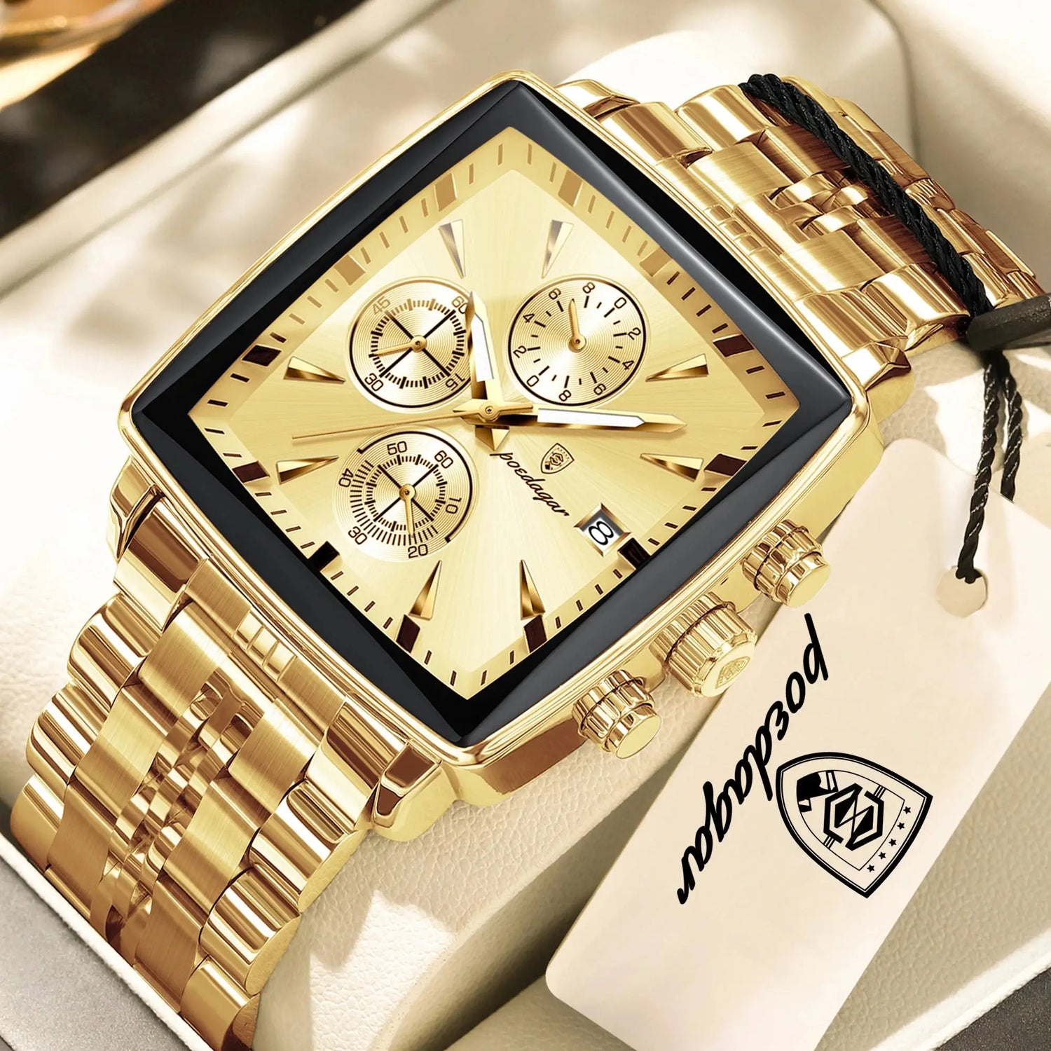 POEDAGAR Business Quartz Man Wristwatch Stainless Steel Waterproof Luminous Men Clock Chronograph Date Sport Men&